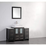 Vanity Art Ravenna 48 in. W Bathroom Vanity in Espresso with Single Basin in White Engineered Marble Top and Mirror