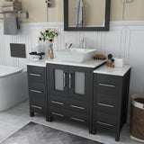 Vanity Art Ravenna 48 in. W Bathroom Vanity in Espresso with Single Basin in White Engineered Marble Top and Mirror