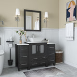 Vanity Art Ravenna 48 in. W Bathroom Vanity in Espresso with Single Basin in White Engineered Marble Top and Mirror