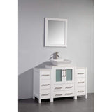 Vanity Art Ravenna 48 in. W Bathroom Vanity in White with Single Basin in White Engineered Marble Top and Mirror