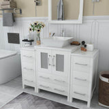 Vanity Art Ravenna 48 in. W Bathroom Vanity in White with Single Basin in White Engineered Marble Top and Mirror