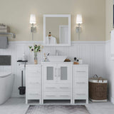Vanity Art Ravenna 48 in. W Bathroom Vanity in White with Single Basin in White Engineered Marble Top and Mirror