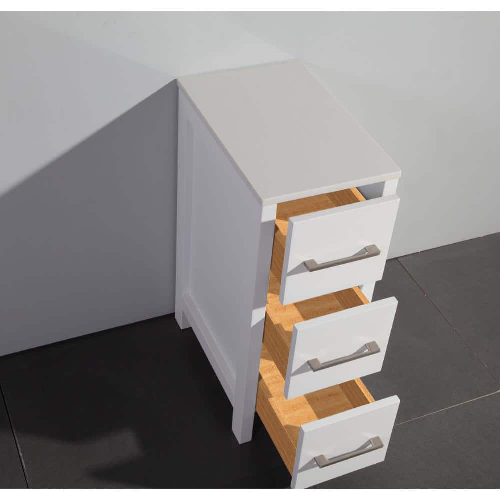 Vanity Art Ravenna 48 in. W Bathroom Vanity in White with Single Basin in White Engineered Marble Top and Mirror
