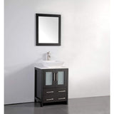 Vanity Art Ravenna 24 in. W Bathroom Vanity in Espresso with Single Basin in White Engineered Marble Top and Mirror