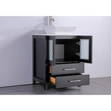 Vanity Art Ravenna 24 in. W Bathroom Vanity in Espresso with Single Basin in White Engineered Marble Top and Mirror