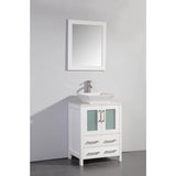 Vanity Art Ravenna 24-in W White Single Sink Bathroom Vanity with Engineered Marble Top and Mirror