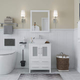 Vanity Art Ravenna 24-in W White Single Sink Bathroom Vanity with Engineered Marble Top and Mirror