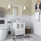 Vanity Art Ravenna 24-in W White Single Sink Bathroom Vanity with Engineered Marble Top and Mirror