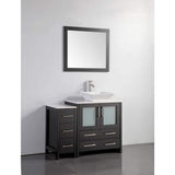 Vanity Art Ravenna 42 in. W Bathroom Vanity in Espresso with Single Basin in White Engineered Marble Top and Mirror