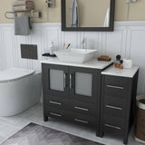 Vanity Art Ravenna 42 in. W Bathroom Vanity in Espresso with Single Basin in White Engineered Marble Top and Mirror