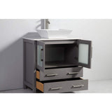 Vanity Art Ravenna 42 in. W Bathroom Vanity in Grey with Single Basin in White Engineered Marble Top and Mirror