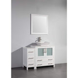 Vanity Art Ravenna 42 in. W Bathroom Vanity in White with Single Basin in White Engineered Marble Top and Mirror
