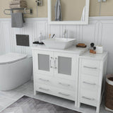 Vanity Art Ravenna 42 in. W Bathroom Vanity in White with Single Basin in White Engineered Marble Top and Mirror