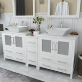 Vanity Art Ravenna 72 in. W Bathroom Vanity in White with Double Basin in White Engineered Marble Top and Mirrors