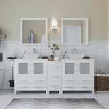 Vanity Art Ravenna 72 in. W Bathroom Vanity in White with Double Basin in White Engineered Marble Top and Mirrors