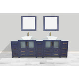 Vanity Art Ravenna 96 in. W Bathroom Vanity in Blue with Double Basin in White Engineered Marble Top and Mirrors