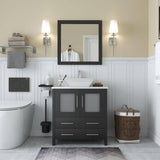 Vanity Art Ravenna 30 in. W Bathroom Vanity in Espresso with Single Basin in White Engineered Marble Top and Mirror