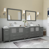 Vanity Art Ravenna 108 in. W Bathroom Vanity in Grey with Double Basin in White Engineered Marble Top and Mirrors