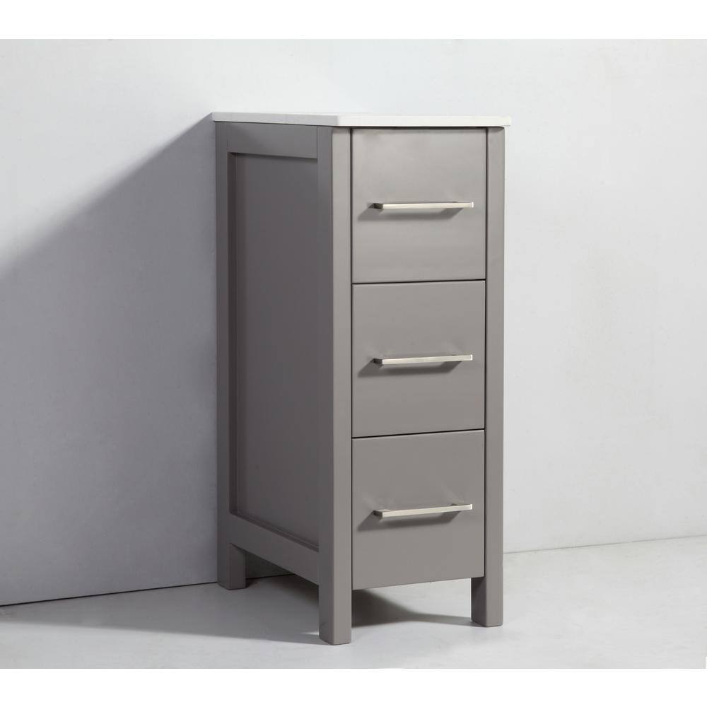 Vanity Art Ravenna 108 in. W Bathroom Vanity in Grey with Double Basin in White Engineered Marble Top and Mirrors