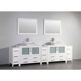 Vanity Art Ravenna 108 in. W Bathroom Vanity in White with Double Basin in White Engineered Marble Top and Mirrors