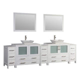 Vanity Art Ravenna 108 in. W Bathroom Vanity in White with Double Basin in White Engineered Marble Top and Mirrors