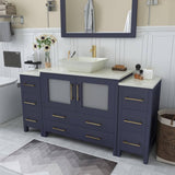 Vanity Art Ravenna 60 in. W Single Basin Bathroom Vanity in Blue with White Engineered Marble Top and Mirror