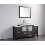 Vanity Art Ravenna 60 in. W Bathroom Vanity in Espresso with Single Basin in White Engineered Marble Top and Mirror