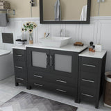 Vanity Art Ravenna 60 in. W Bathroom Vanity in Espresso with Single Basin in White Engineered Marble Top and Mirror