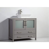 Vanity Art Ravenna 60 in. W Bathroom Vanity in Grey with Single Basin in White Engineered Marble Top and Mirror