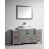 Vanity Art Ravenna 60 in. W Bathroom Vanity in Grey with Single Basin in White Engineered Marble Top and Mirror