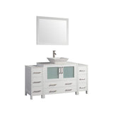 Vanity Art Ravenna 60 in. W Bathroom Vanity in White with Single Basin in White Engineered Marble Top and Mirror