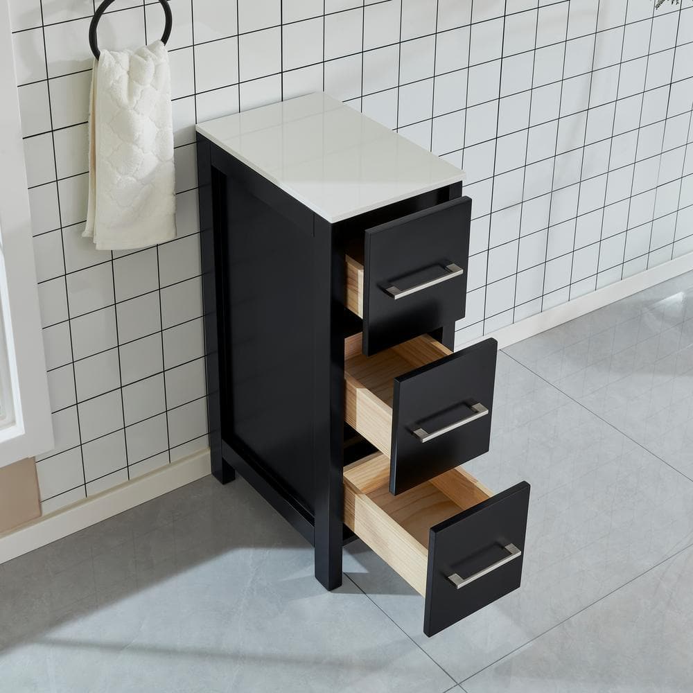 Vanity Art Ravenna 84 in. W Bathroom Vanity in Espresso with Double Basin in White Engineered Marble Top and Mirrors
