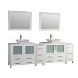 Vanity Art Ravenna 96 in. W Bathroom Vanity in White with Double Basin in White Engineered Marble Top and Mirrors