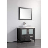 Vanity Art Ravenna 36 in. W Bathroom Vanity in Espresso with Single Basin in White Engineered Marble Top and Mirror