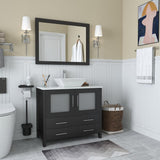 Vanity Art Ravenna 36 in. W Bathroom Vanity in Espresso with Single Basin in White Engineered Marble Top and Mirror