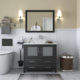 Vanity Art Ravenna 36 in. W Bathroom Vanity in Espresso with Single Basin in White Engineered Marble Top and Mirror