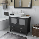Vanity Art Ravenna 36 in. W Bathroom Vanity in Espresso with Single Basin in White Engineered Marble Top and Mirror