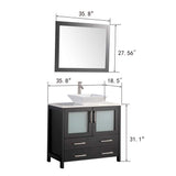 Vanity Art Ravenna 36 in. W Bathroom Vanity in Espresso with Single Basin in White Engineered Marble Top and Mirror