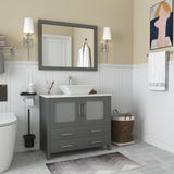 Vanity Art Ravenna 36 in. W Bathroom Vanity in Grey with Single Basin in White Engineered Marble Top and Mirror