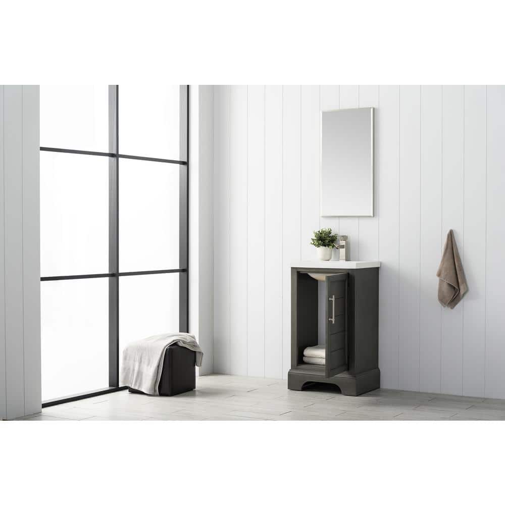 Vanity Art Vannes 20 in. W x 16 in. D x 34.5 in. H Bathroom Vanity in Silver Grey with Ceramic Top