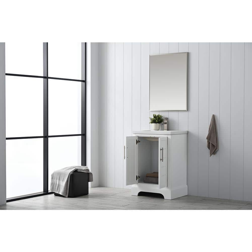 Vanity Art Vannes 24 in. W x 18 in. D x 34.5 in. H Bathroom Vanity in White with Ceramic Top