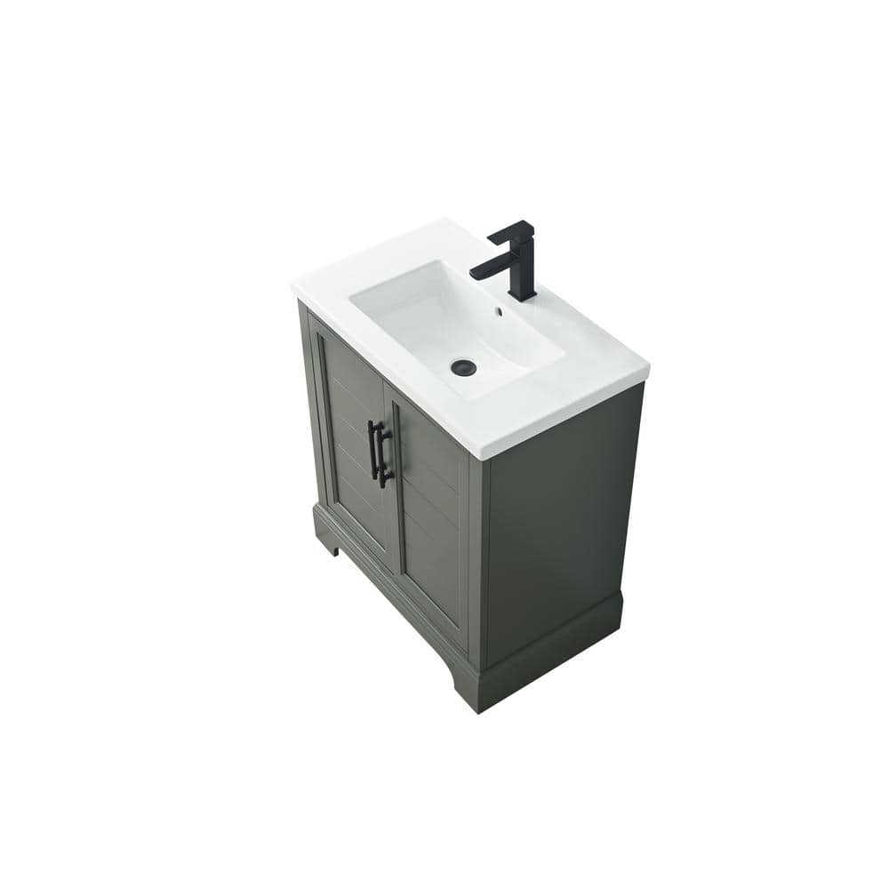 Vanity Art Vannes 30 in. W x 18 in. D x 34.5 in. H Single Sink Bathroom Vanity in Vintage Green with Ceramic Top