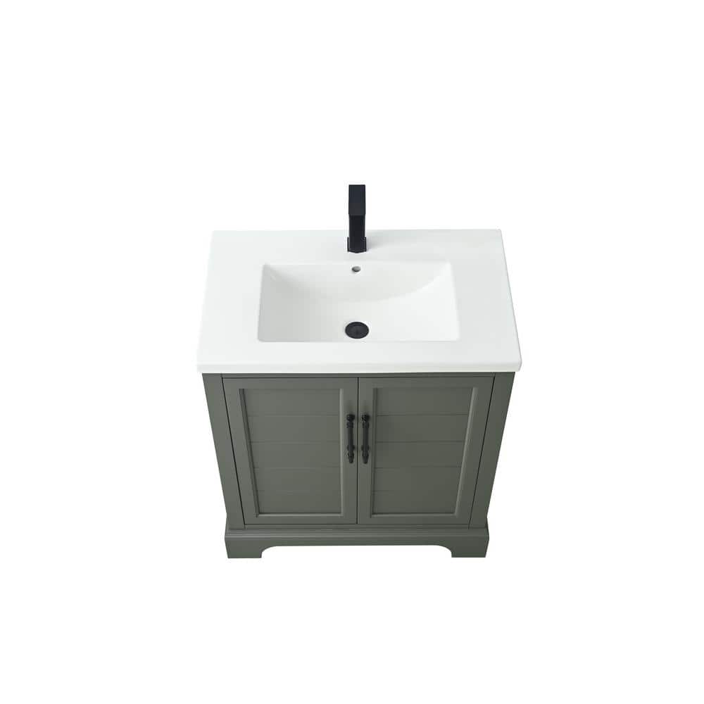 Vanity Art Vannes 30 in. W x 18 in. D x 34.5 in. H Single Sink Bathroom Vanity in Vintage Green with Ceramic Top