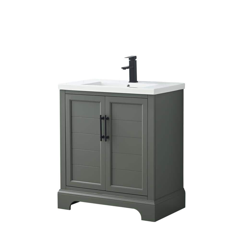 Vanity Art Vannes 30 in. W x 18 in. D x 34.5 in. H Single Sink Bathroom Vanity in Vintage Green with Ceramic Top