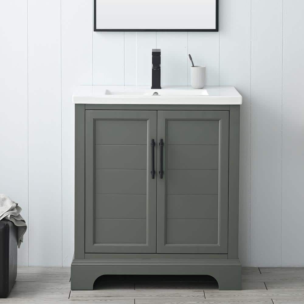 Vanity Art Vannes 30 in. W x 18 in. D x 34.5 in. H Single Sink Bathroom Vanity in Vintage Green with Ceramic Top