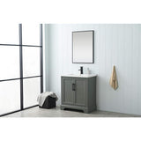 Vanity Art Vannes 30 in. W x 18 in. D x 34.5 in. H Single Sink Bathroom Vanity in Vintage Green with Ceramic Top