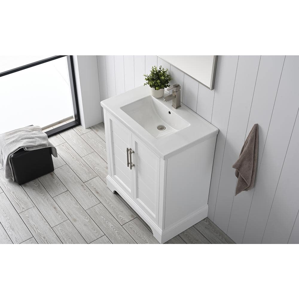 Vanity Art Vannes 30 in. W x 18 in. D x 34.5 in. H Bathroom Vanity in White with Ceramic Top