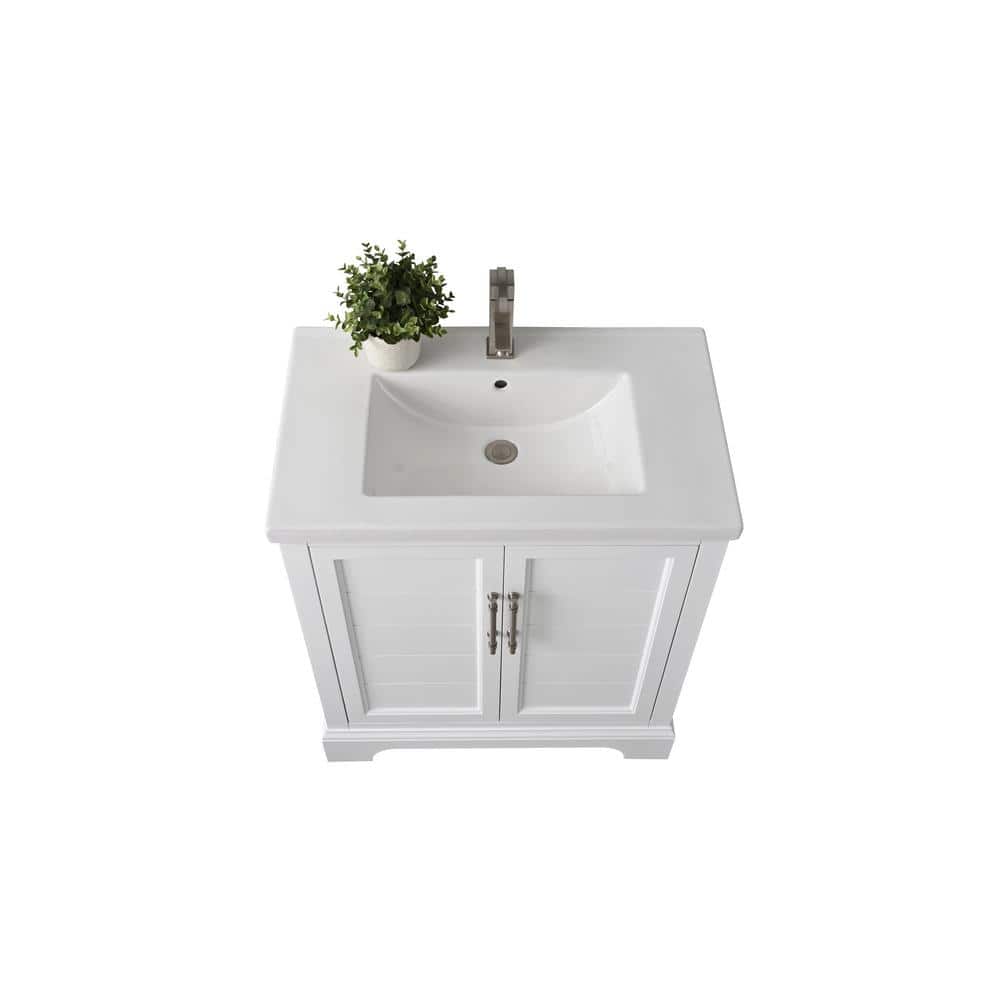 Vanity Art Vannes 30 in. W x 18 in. D x 34.5 in. H Bathroom Vanity in White with Ceramic Top