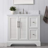 Vanity Art Chambery 36 in. W x 22 in. D x 34.5 in. H Bathroom Vanity in White with Engineered Marble Top