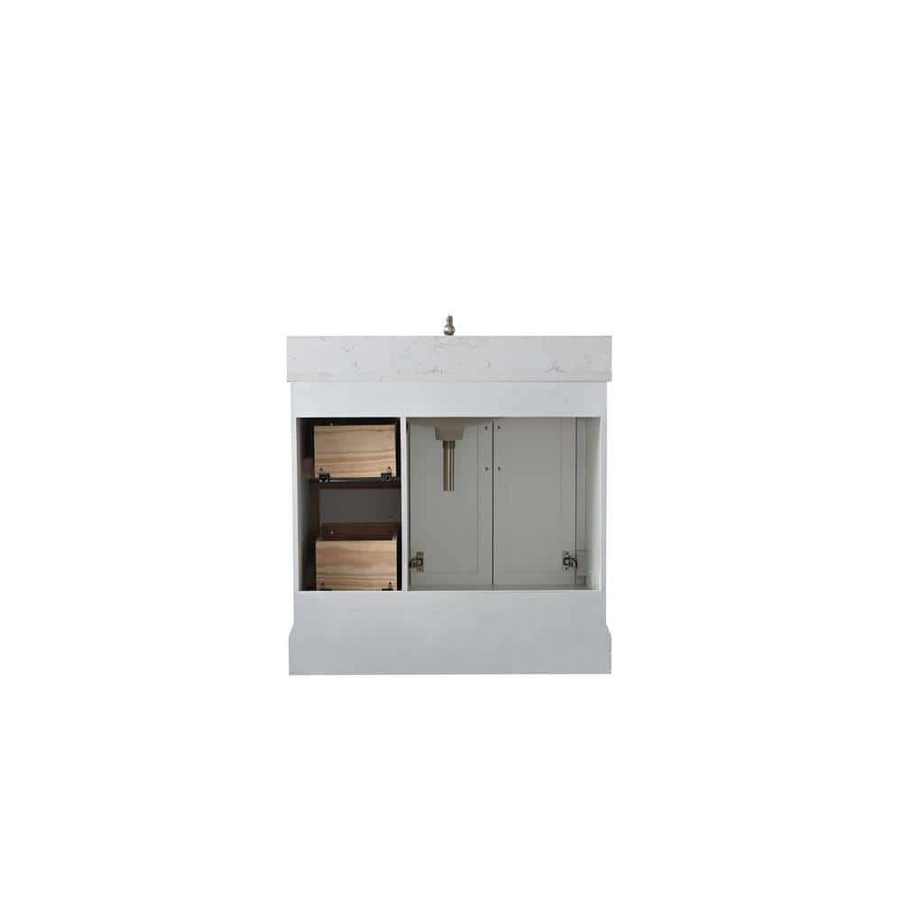 Vanity Art Chambery 36 in. W x 22 in. D x 34.5 in. H Bathroom Vanity in White with Engineered Marble Top